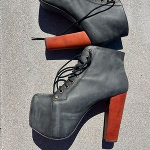 Jeffrey campbell Lita platform boots size 8 black leather